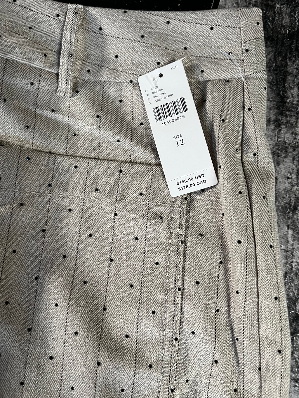 NWT Maeve Jude Sparkle Pinstripe Trousers • Grey Stripe • Size: US 12 / UK 16