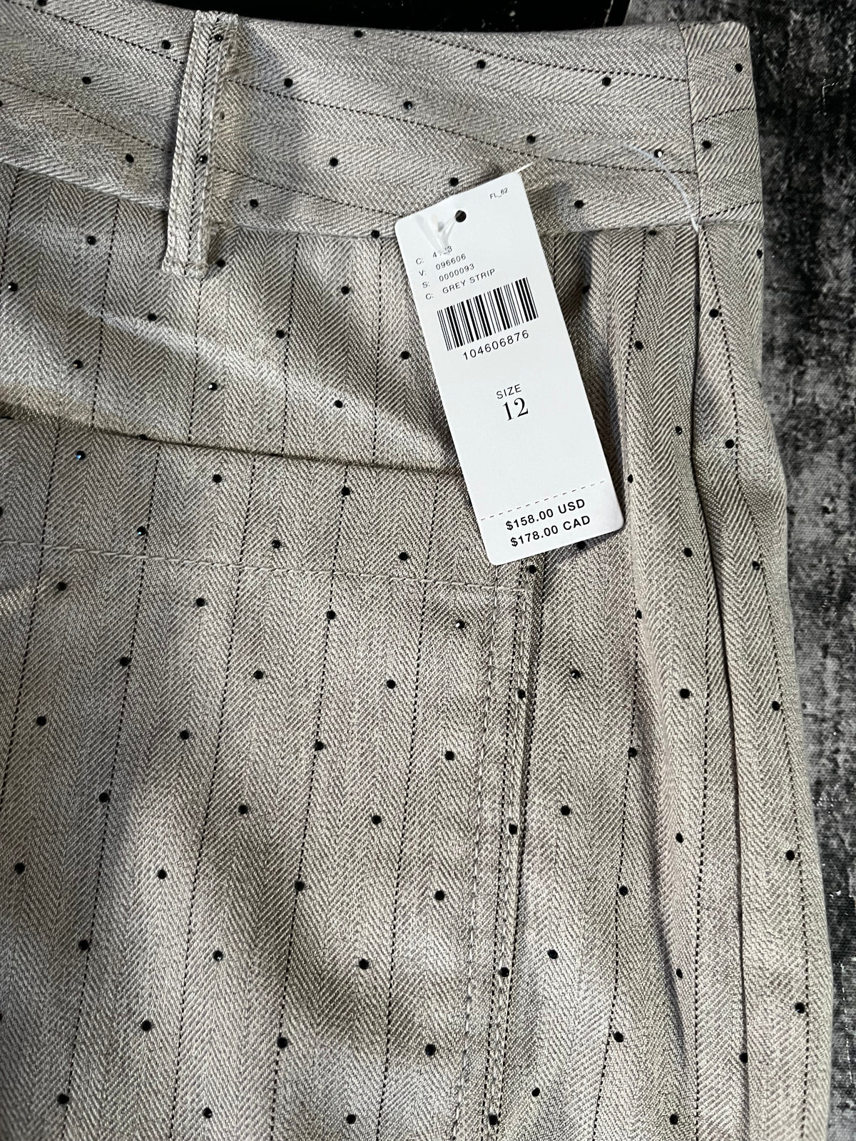 NWT Maeve Jude Sparkle Pinstripe Trousers • Grey Stripe • Size: US 12 / UK 16