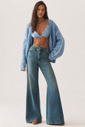 NWT Good American Soft Tech Good Waist High-Rise Palazzo Jeans • Indigo • Size: 8 / 29