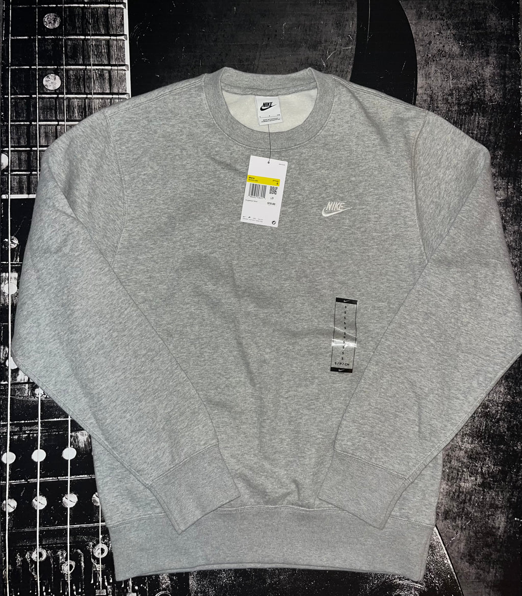 Nike Club Sportswear Fleece Crew Neck Sweatshirt — Grey | Size Small