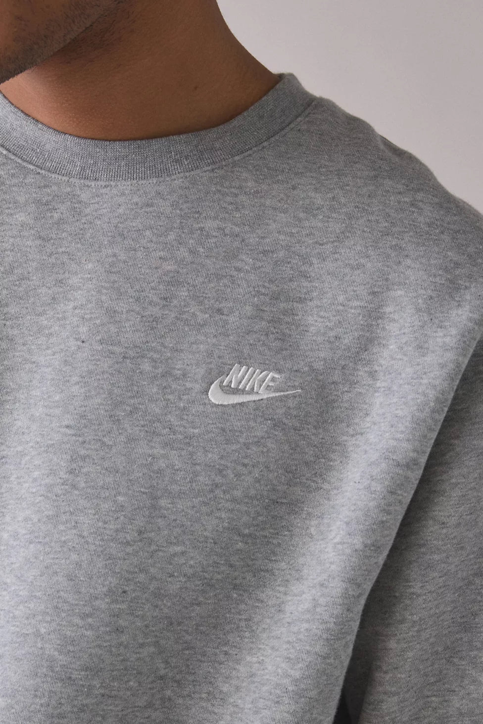 Nike Club Sportswear Fleece Crew Neck Sweatshirt — Grey | Size Small