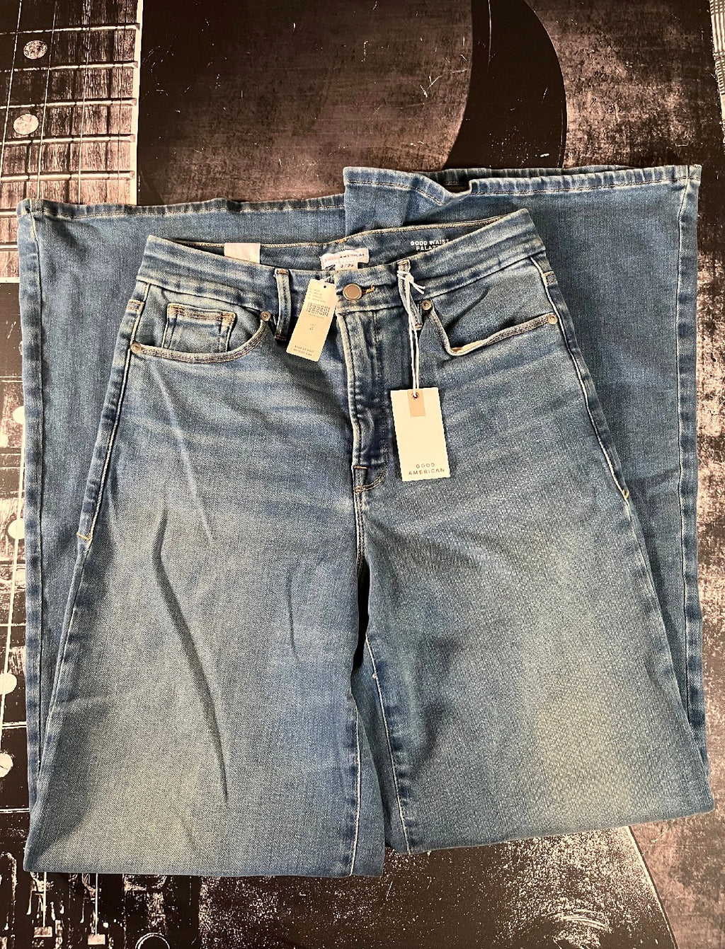 NWT Good American Soft Tech Good Waist High-Rise Palazzo Jeans • Indigo • Size: 8 / 29