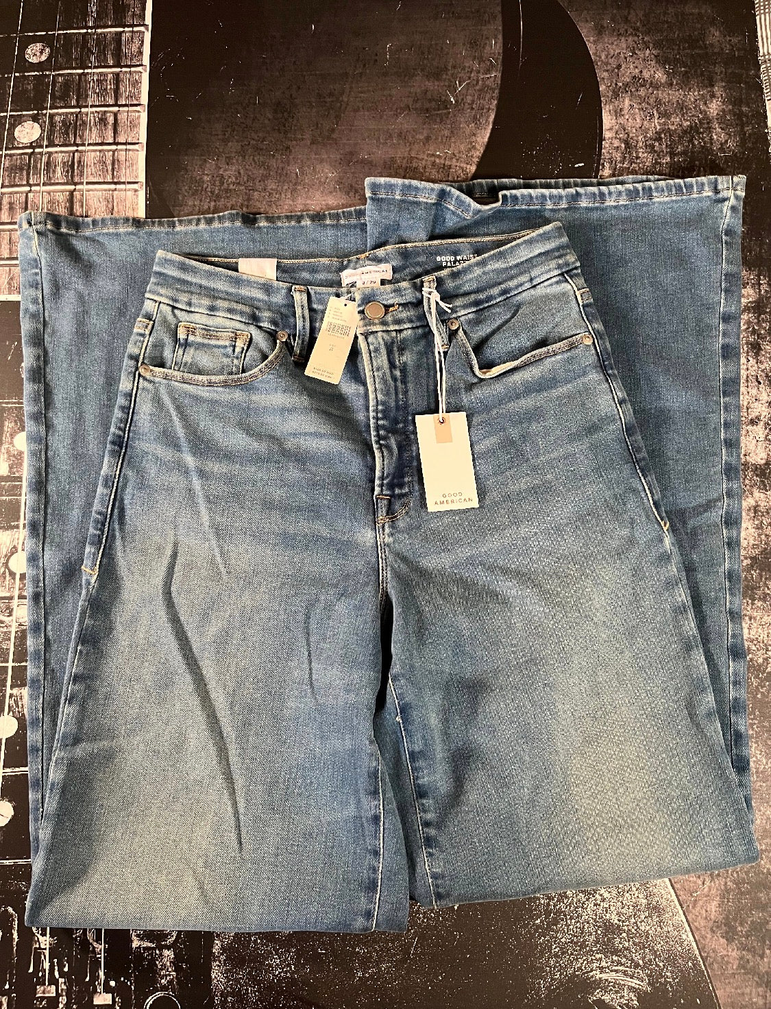 NWT Good American Soft Tech Good Waist High-Rise Palazzo Jeans • Indigo • Size: 8 / 29