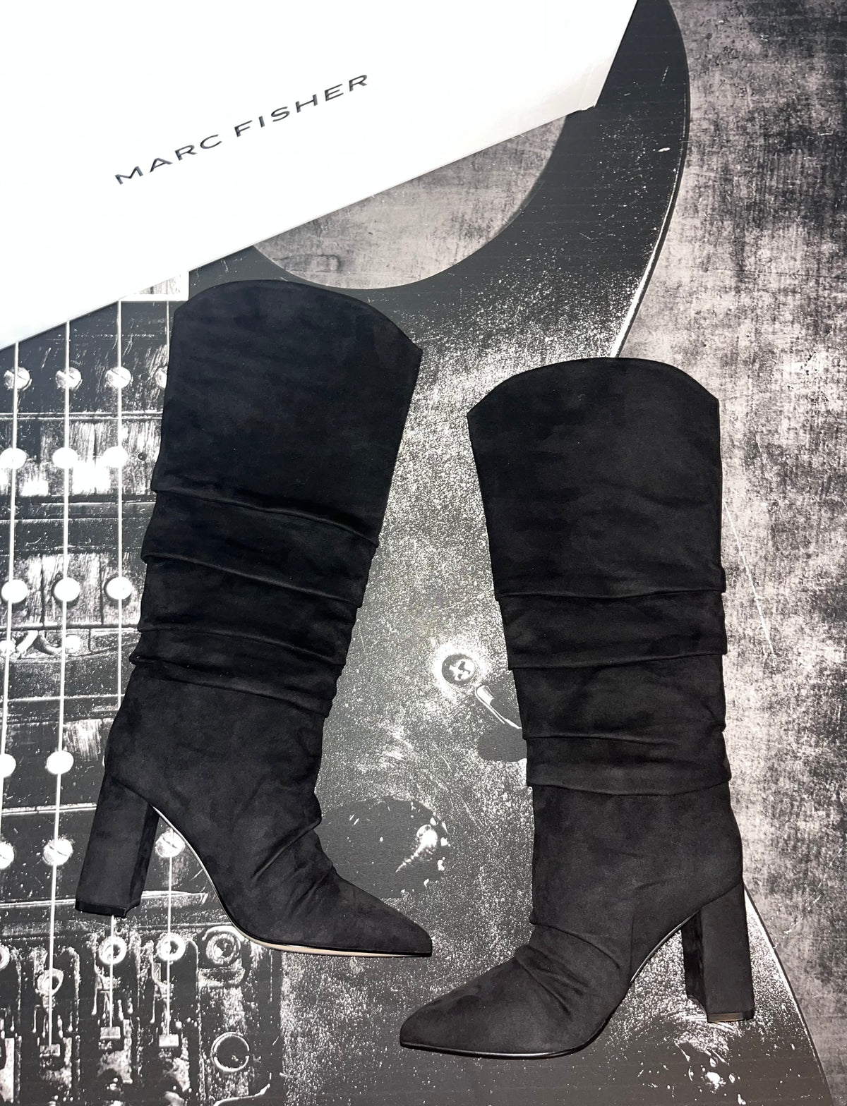 Marc Fisher Fadora Knee High Block Heel Boot — Black | Women's Size 8.5