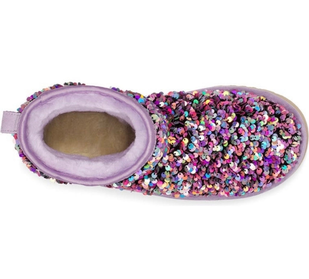 UGG Mini Classic Stellar Sequin Boot — Lilac Frost | Women's Size 5