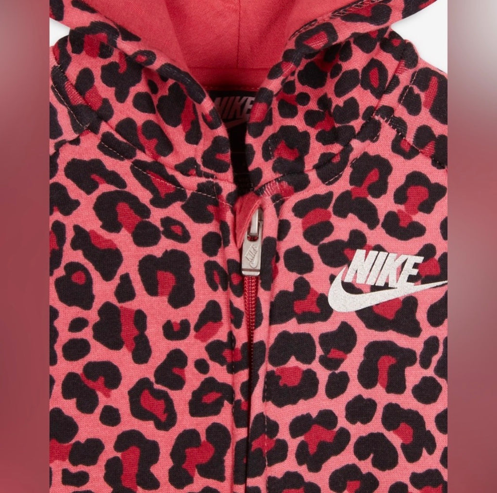 NWT Nike Baby Full-Zip Coverall Size 18M Pink Leopard