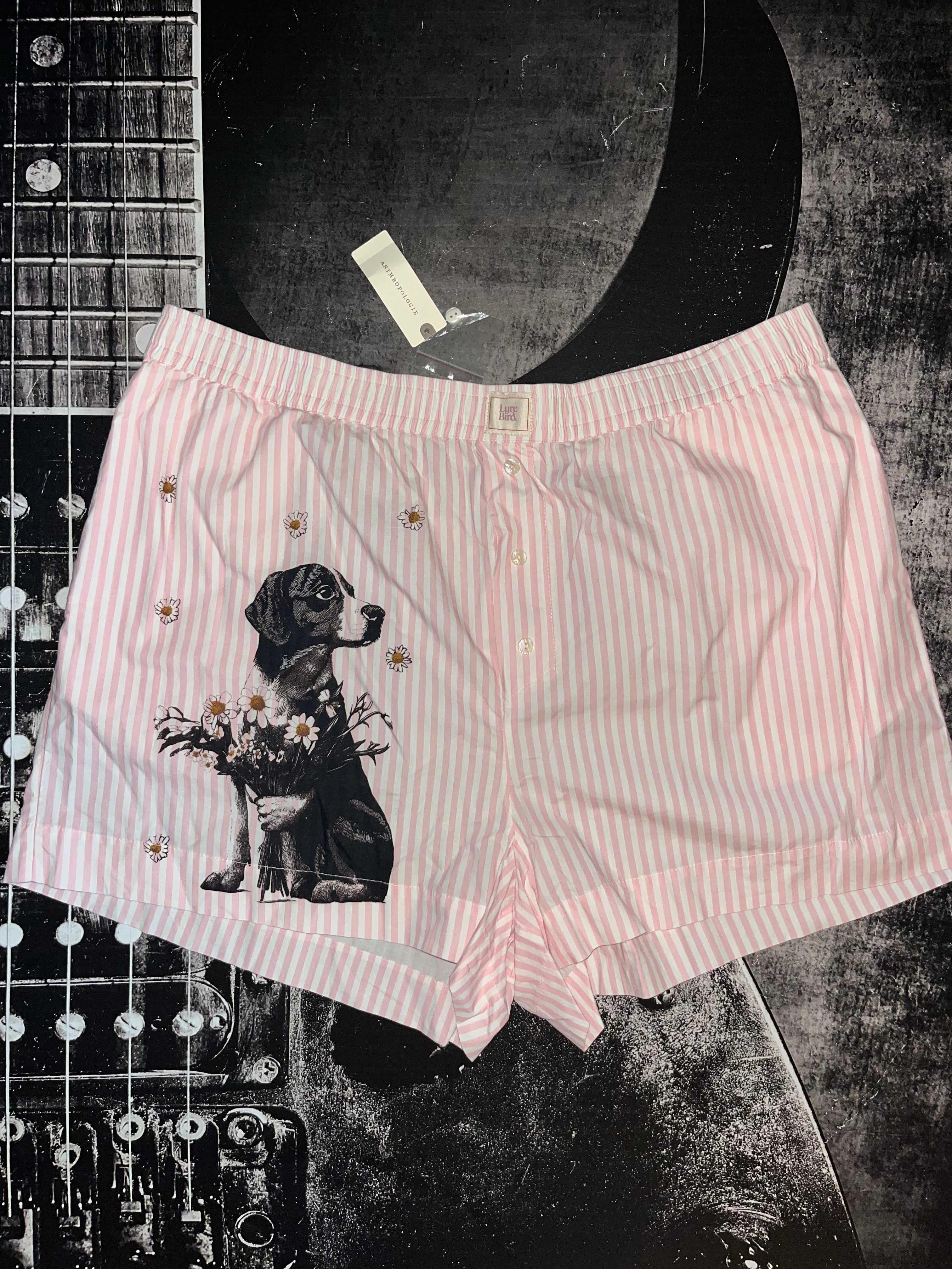 LyreBird Wren Boxer Shorts • Pink Stripes • Size XL • NWT