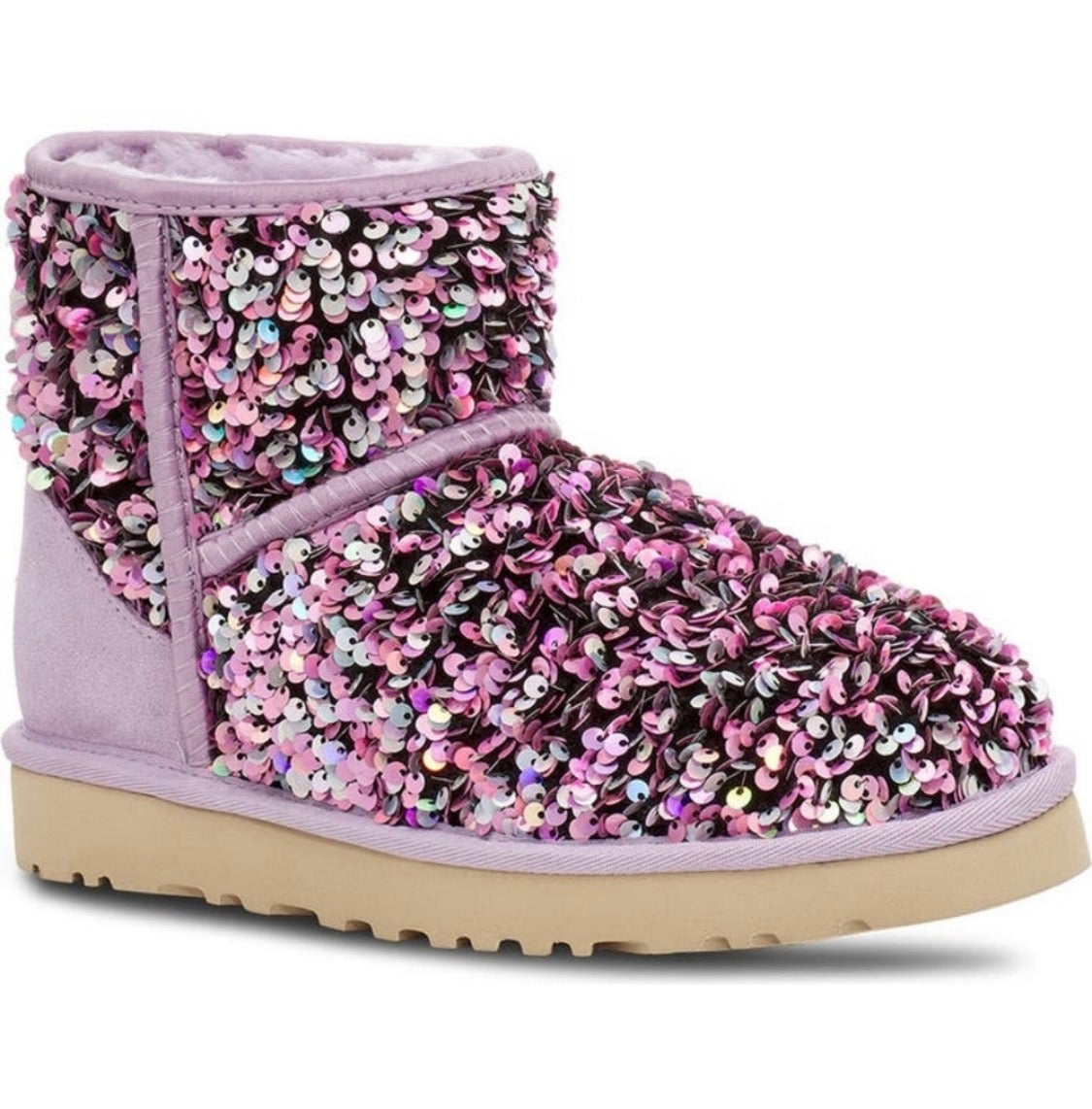 UGG Mini Classic Stellar Sequin Boot — Lilac Frost | Women's Size 5