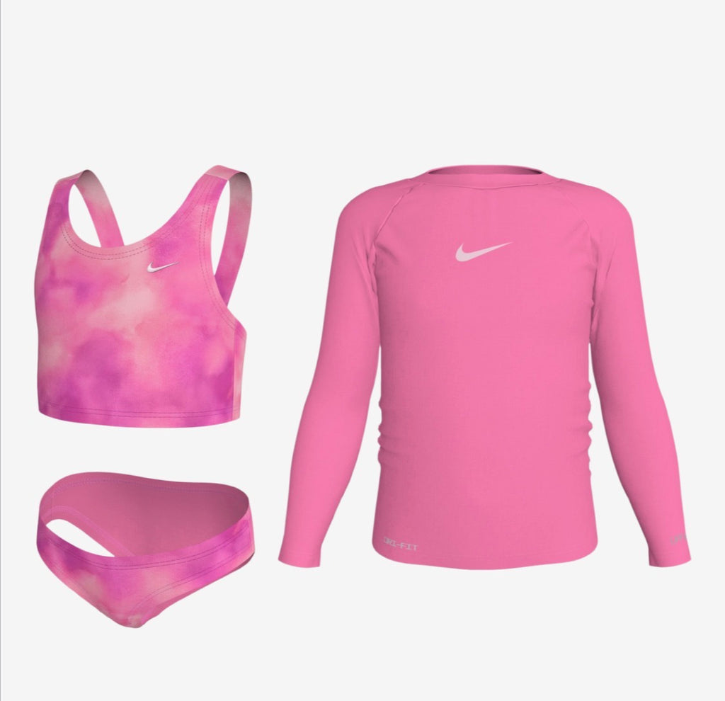 NWT Nike Girls Pink 3-Piece Swim Set Size 6X