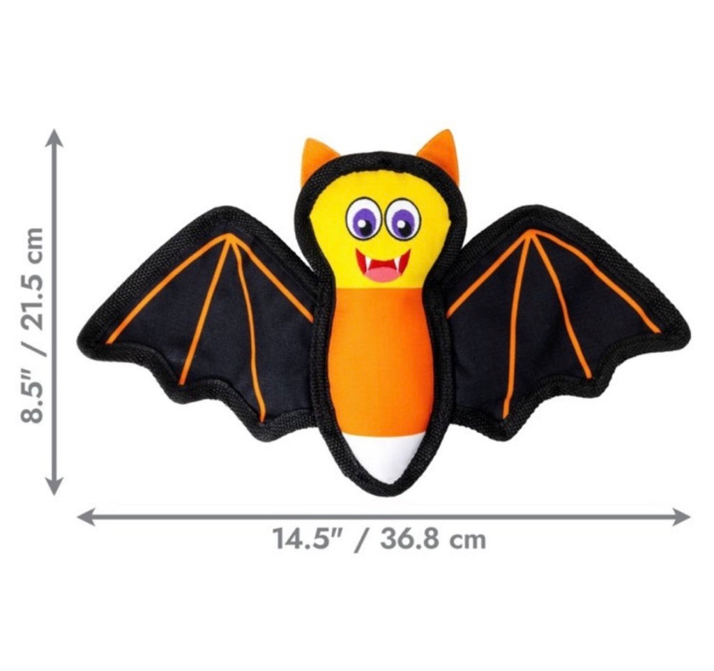 NWT KONG Halloween Ballistic Bat Dog Toy • Squeaker & Rattle • Black / Candy Corn