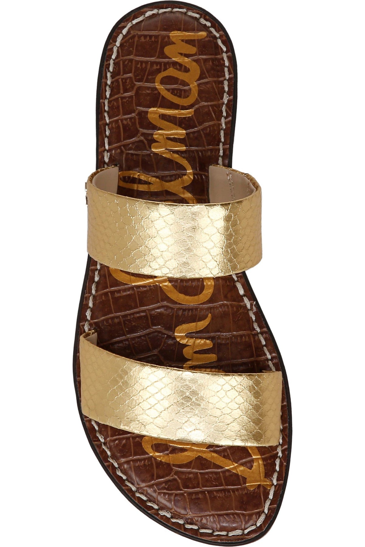 New Sam Edelman Gala Leather Slide Sandals • Gold • Size: Women's 8
