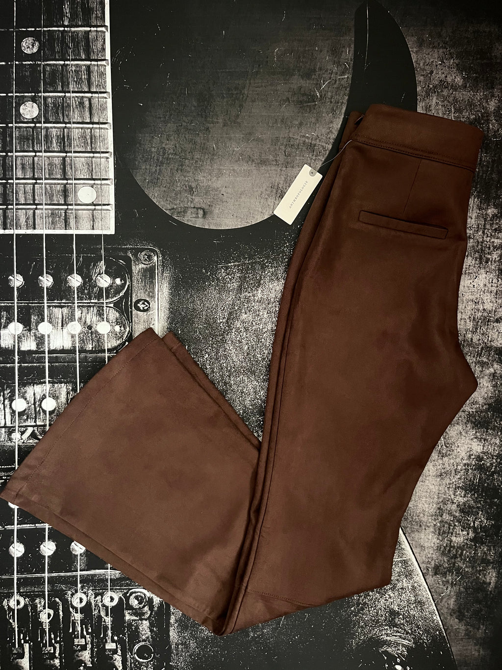NWT Anthropologie Faux-Suede Flare Pants • Bark Brown • Size: Small