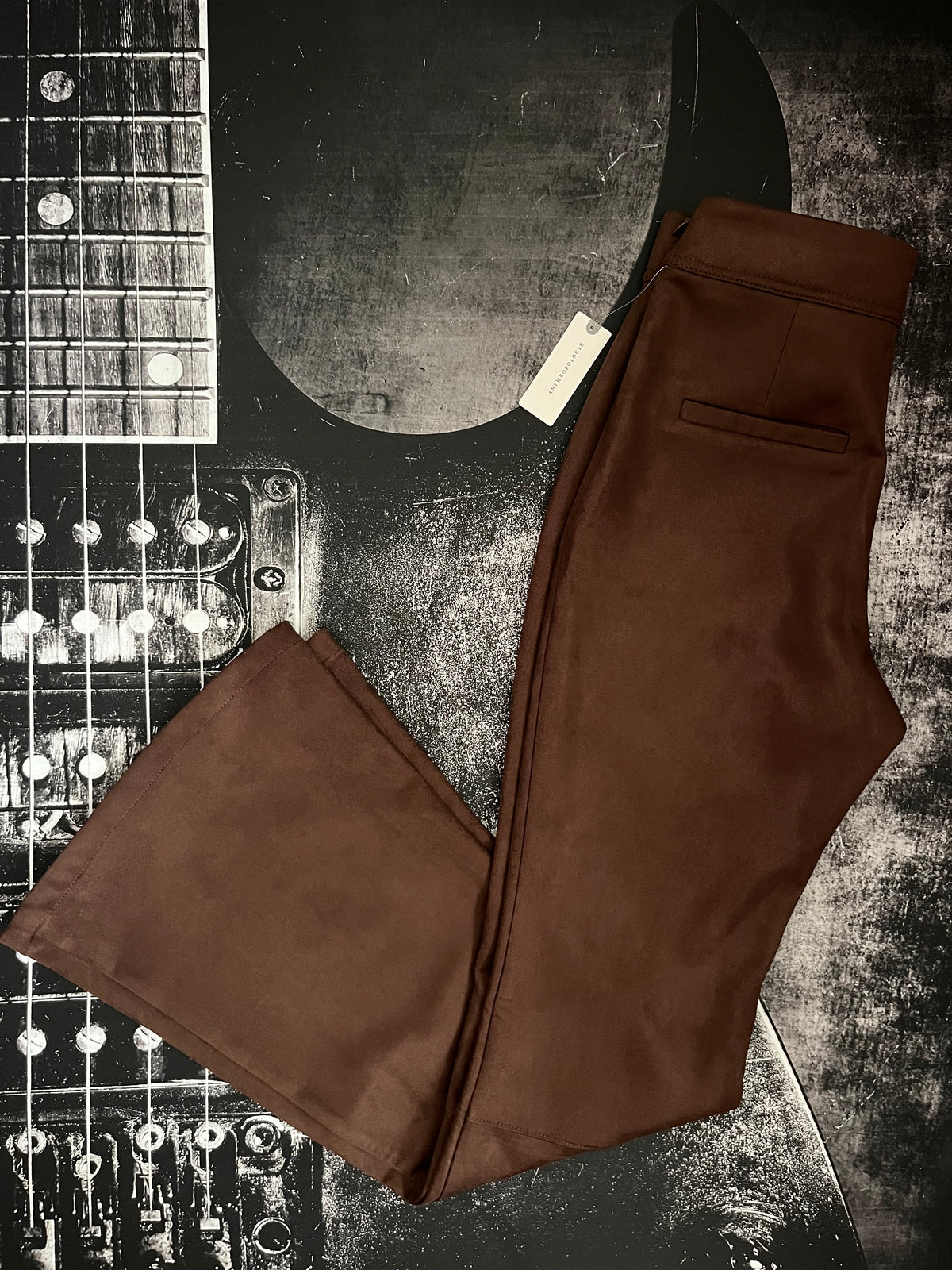 NWT Anthropologie Faux-Suede Flare Pants • Bark Brown • Size: Small