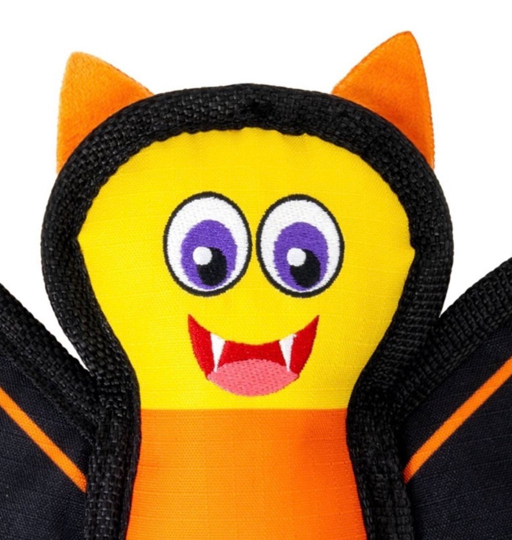 NWT KONG Halloween Ballistic Bat Dog Toy • Squeaker & Rattle • Black / Candy Corn