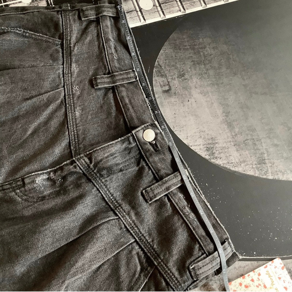 NWT Free People Frayed-Hem Denim Mini Skirt • Faded Black Wash • Size: 30