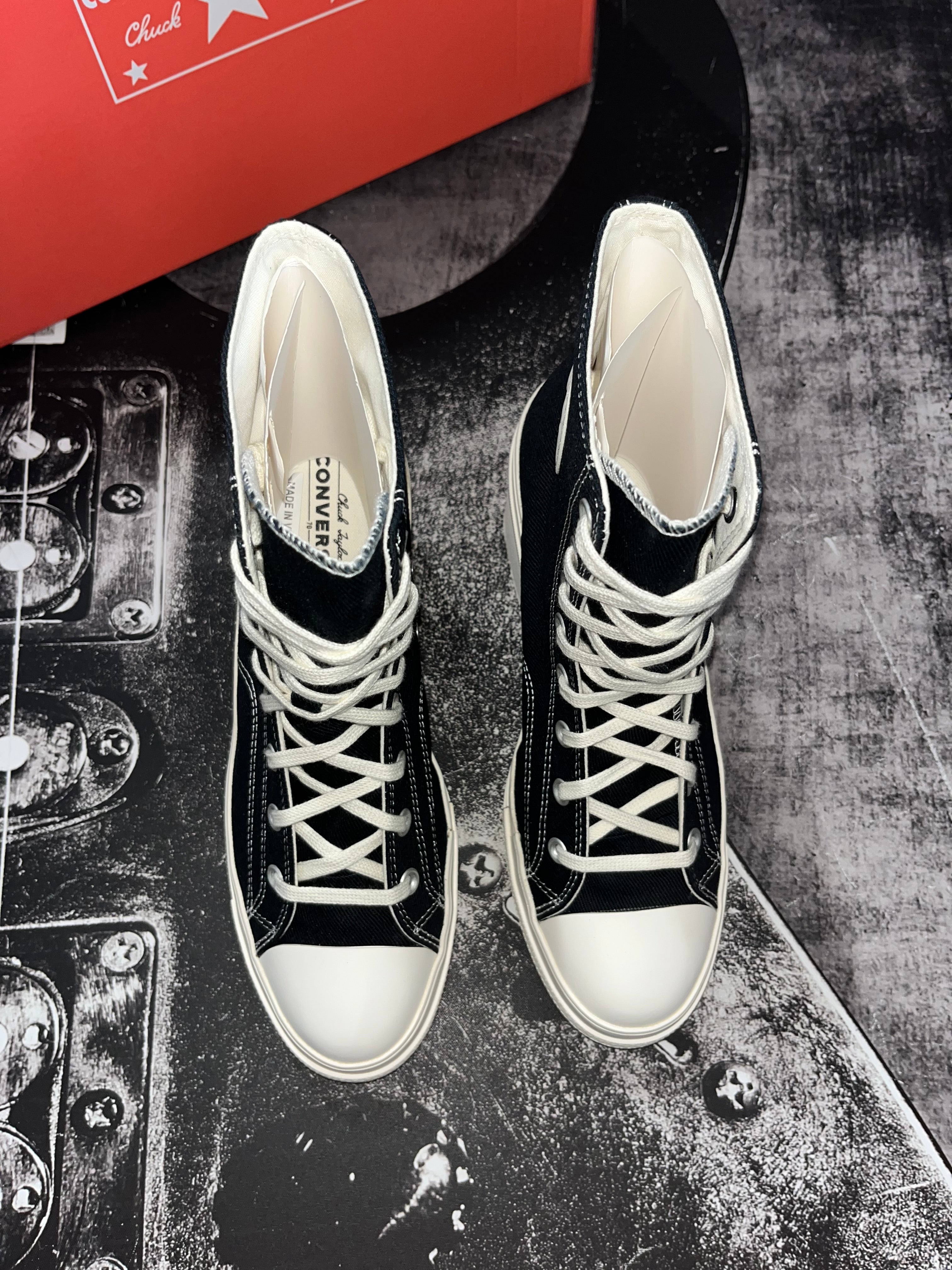 Converse Chuck 70 De Luxe Heel High — Black Egret | Size 12 (fits Men's 10)