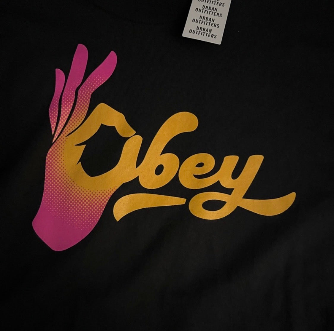 OBEY Okay Logo Black Graphic Tee | Size Medium