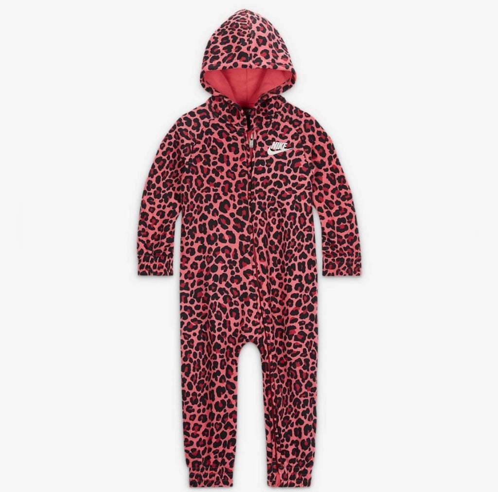 NWT Nike Baby Full-Zip Coverall Size 18M Pink Leopard