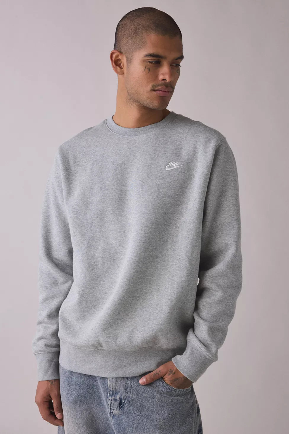 Nike Club Sportswear Fleece Crew Neck Sweatshirt — Grey | Size Small