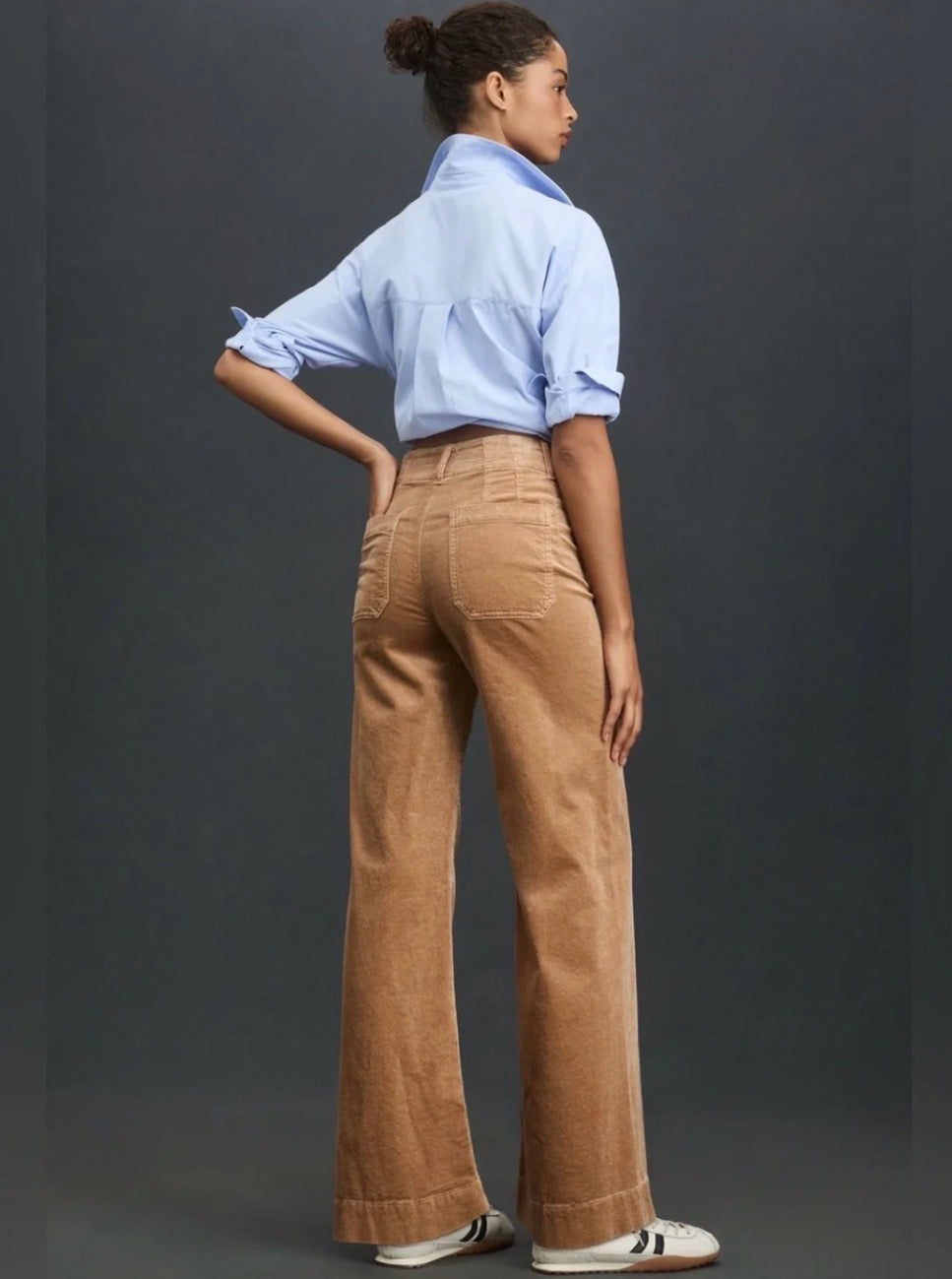 NWT Maeve Colette Corduroy High-Rise Wide-Leg Pants • Camel • Size 34