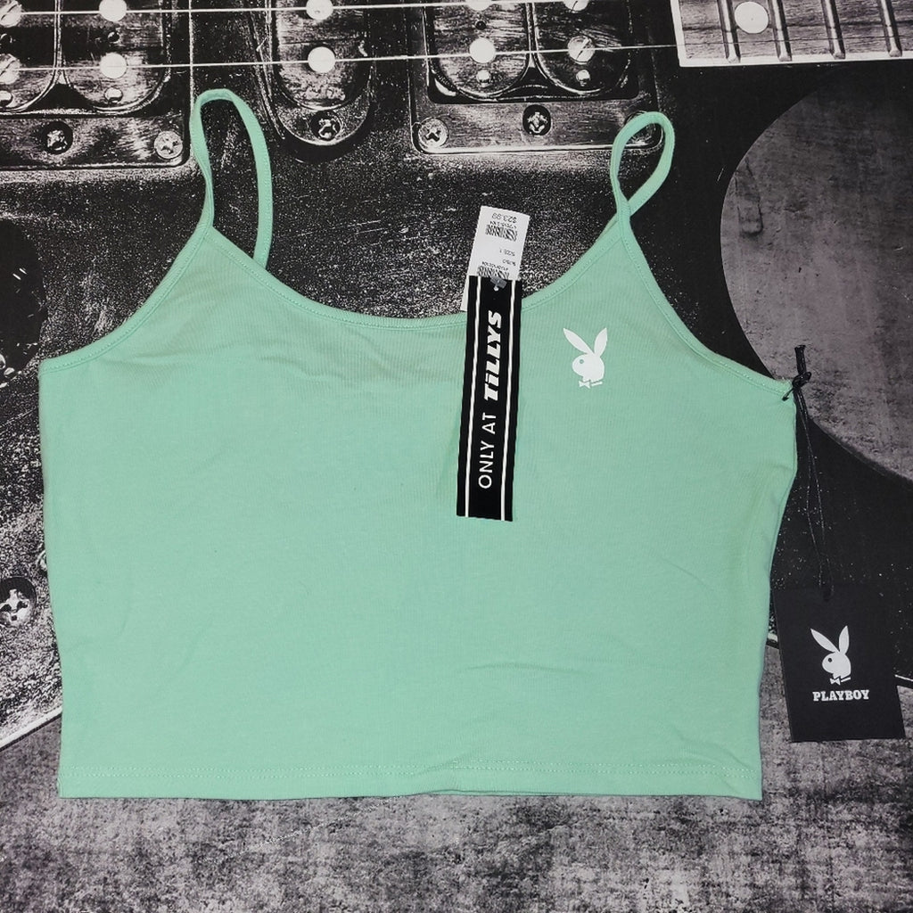 Playboy x Tilly's Crop Cami Tank Top • Mint Green • Size Large • NWT
