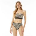 Michael Kors Logo Zip Back Bandeau Bikini Set • Zebra Print • Size Medium • NWT