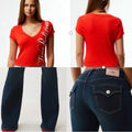 NWT True Religion Joey Flare Jeans & Crop Tee 2-Piece Set • Dark Wash • Size 30