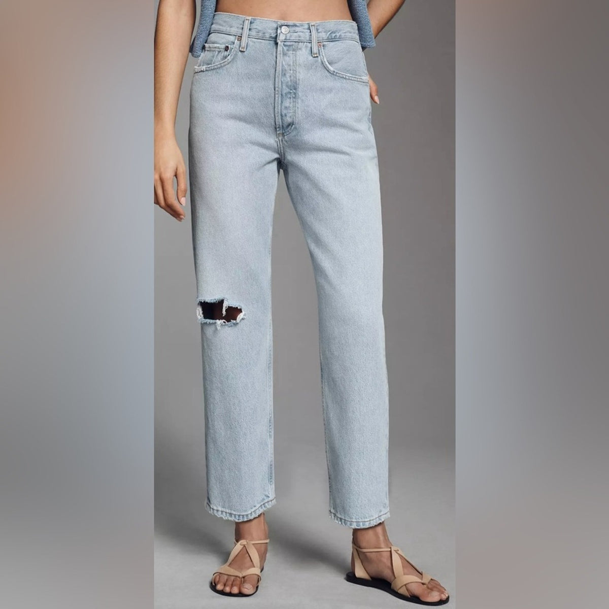 AGOLDE 90's Crop Mid-Rise Loose Straight Jeans • Segment Light Wash • Size 31 • NWT