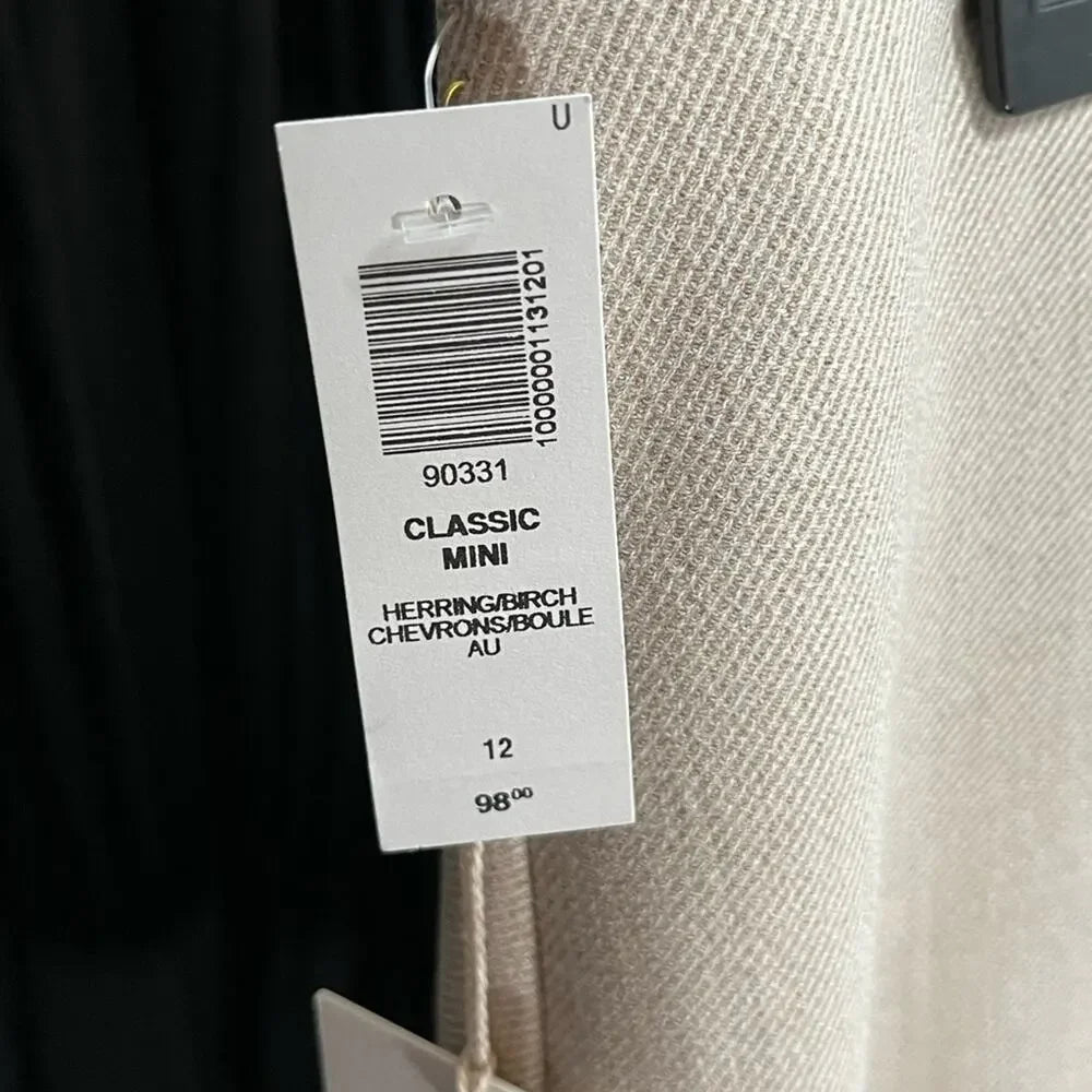 Wilfred Cream Linen-Blend A-Line Mini Skirt | Size 12 | NWT