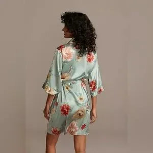 Satin Floral Robe | Sage Green | NWT