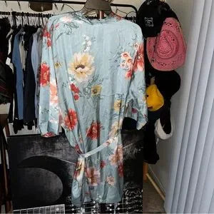 Satin Floral Robe | Sage Green | NWT