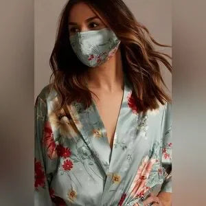 Satin Floral Robe | Sage Green | NWT