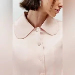 Urban Outfitters Sally Satin Cropped Bomber Jacket • Pink • Size Small • NWT