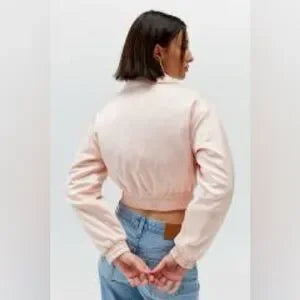 Urban Outfitters Sally Satin Cropped Bomber Jacket • Pink • Size Small • NWT