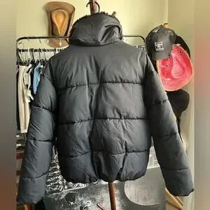UO Duckie Faux Shearling Collar Puffer Jacket • Black • Size Medium • GUC