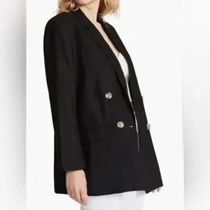 Steve Madden Double Breasted Linen Blazer • Black • Size Medium • NWT