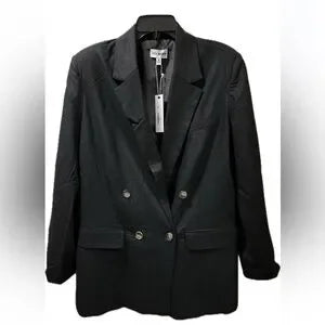 Steve Madden Double Breasted Linen Blazer • Black • Size Medium • NWT