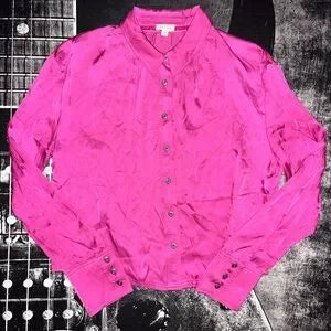 NWT Anthropologie Pilcro Crop Satin Button-Down Blouse • Purple • Size Medium