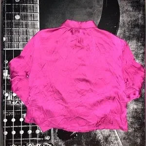 NWT Anthropologie Pilcro Crop Satin Button-Down Blouse • Purple • Size Medium
