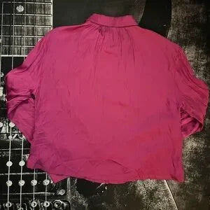 NWT Anthropologie Pilcro Crop Satin Button-Down Blouse • Purple • Size Medium