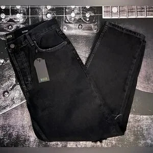 Rails Inked Distress Atwater Relaxed Straight-Leg Jeans • Black • Size 29 • NWT