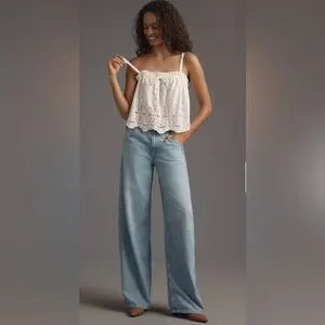 RE/DONE Painter High-Rise Wide-Leg Jeans • Faded Artisan Wash • Size 31 • NWT