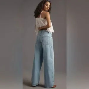RE/DONE Painter High-Rise Wide-Leg Jeans • Faded Artisan Wash • Size 31 • NWT