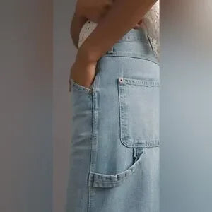 RE/DONE Painter High-Rise Wide-Leg Jeans • Faded Artisan Wash • Size 31 • NWT