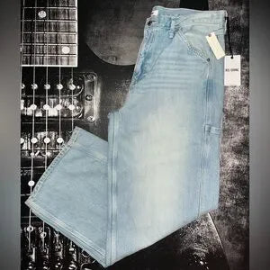 RE/DONE Painter High-Rise Wide-Leg Jeans • Faded Artisan Wash • Size 31 • NWT