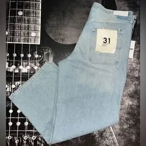 RE/DONE Painter High-Rise Wide-Leg Jeans • Faded Artisan Wash • Size 31 • NWT
