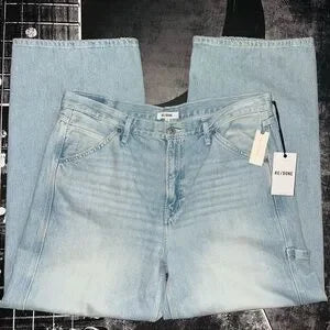 RE/DONE Painter High-Rise Wide-Leg Jeans • Faded Artisan Wash • Size 31 • NWT