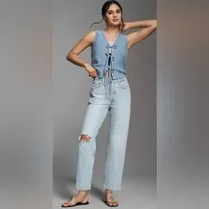AGOLDE 90's Crop Mid-Rise Loose Straight Jeans • Segment Light Wash • Size 31 • NWT