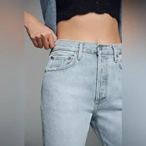 AGOLDE 90's Crop Mid-Rise Loose Straight Jeans • Segment Light Wash • Size 31 • NWT