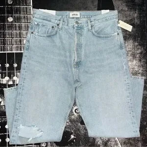 AGOLDE 90's Crop Mid-Rise Loose Straight Jeans • Segment Light Wash • Size 31 • NWT